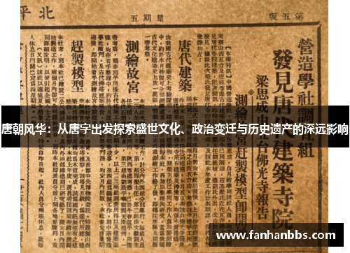 唐朝风华：从唐字出发探索盛世文化、政治变迁与历史遗产的深远影响